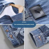 G066 Korean Style Trendy Men's Youth Heavy Craft Wash Denim Stitching Baggy Coat Jacket