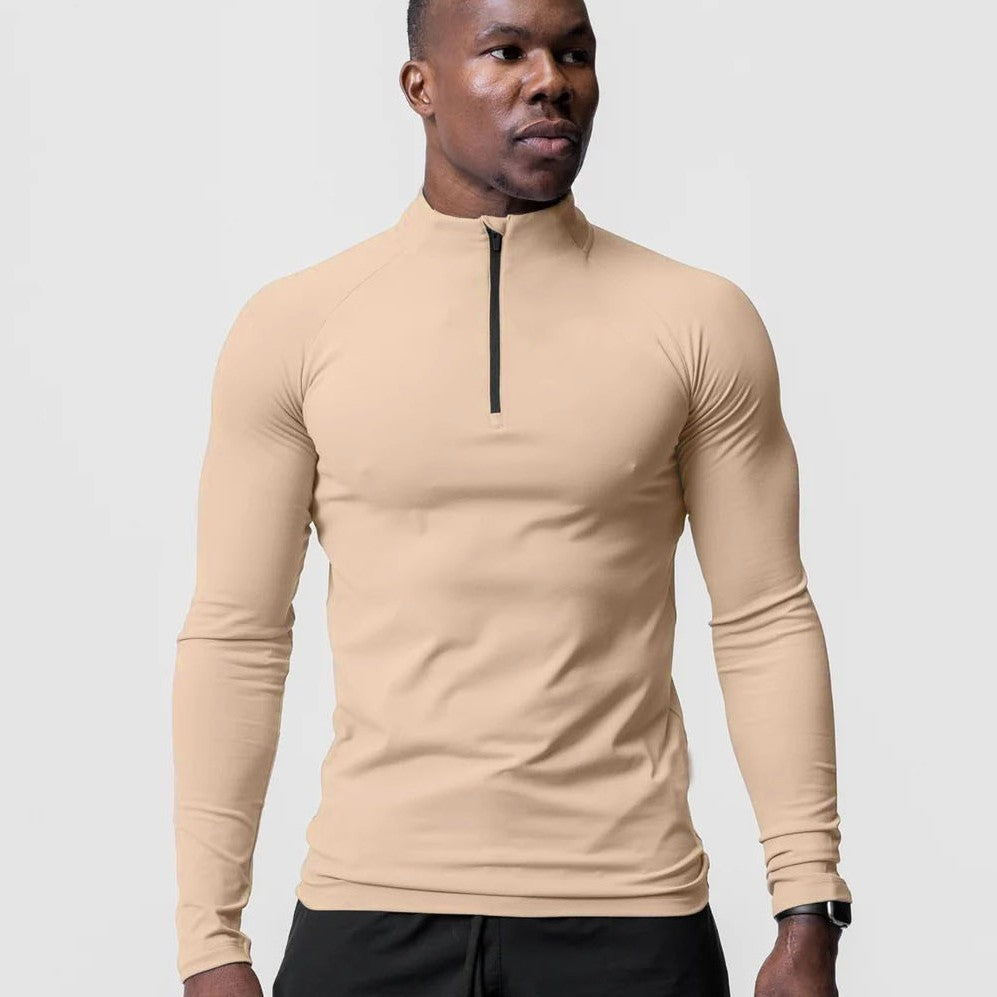 High Collar Half Zipper Training Long Sleeve T-shirt Running Top Fashion High Collar Half Zipper Training Long Sleeve T-shirt Running Top Fashion