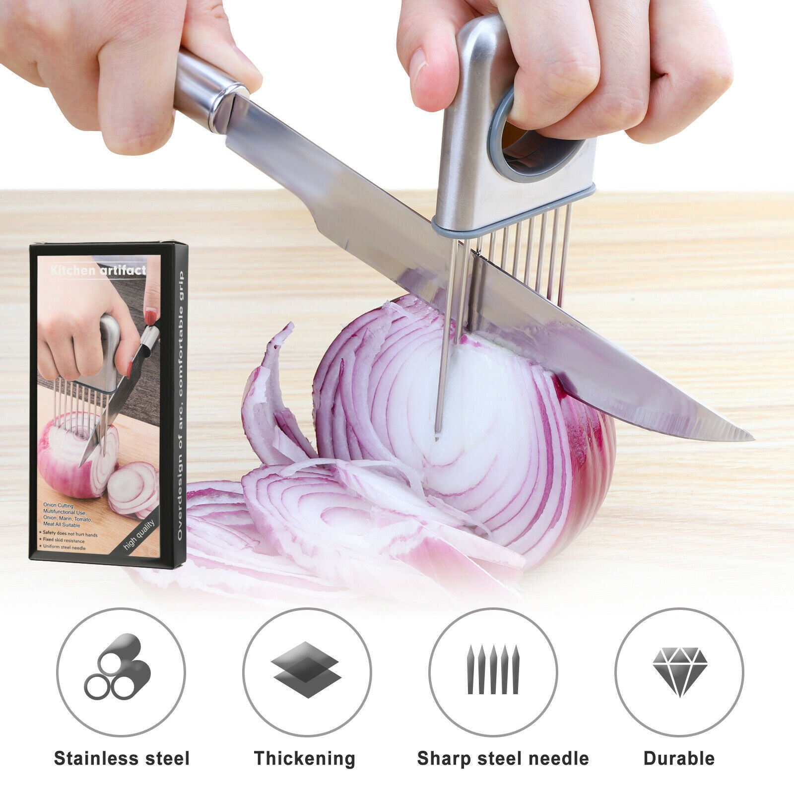 Onion Holder Slicer Vegetable tools Tomato Cutter Stainless Steel Kitchen Gadget Onion Holder Slicer Vegetable tools Tomato Cutter Stainless Steel Kitchen Gadget