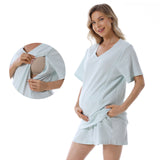 Home Wear Summer Waffle Short Maternity Suit