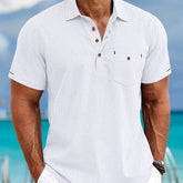 Men's Shirt Amoi Shirt Men's Lapel Single Pocket Short Sleeve Shirt