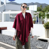 Plain plain shawl with side belt, knitted shoulder strap