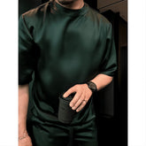 Men's Deep Green Crew Neck Summer Set