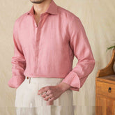 Linen long sleeve shirt in matching color