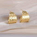 C- Shaped Irregular Pleated Earrings Women's Retro