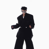 Niche Advanced Twill Padded Shoulder Suit Jacket Loose Profile Draped Suit