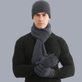 Thermal Knitting Hat Scarf And Gloves Three-piece Set