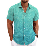 Solid Color Short Sleeve Cardigan Beach Shirt