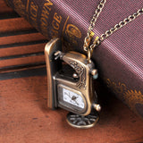 Vintage Necklace Pendant Watch Sewing Machine Shape