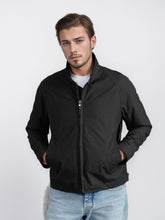 Plain jacket with stand-up collar and zipper