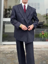 Classic Double - Breasted Pinstripe Men's Suit