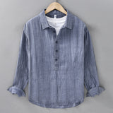 Casual Crinkled Linen Pullover Shirt