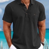 Men's Shirt Amoi Shirt Men's Lapel Single Pocket Short Sleeve Shirt