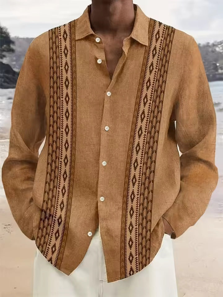 Men's Long Sleeve Shirt Palm Tree And Striped Printed Shirt Everyday Fashion Men's Casual Shirt Men's Long Sleeve Shirt Palm Tree And Striped Printed Shirt Everyday Fashion Men's Casual Shirt