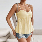 Summer European And American Vest Pleated Solid Color Top