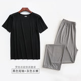 Threaded Pajamas Men's Summer Short Sleeve Long Pants Home Clothes