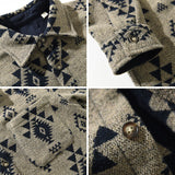 Men's Autumn New Retro Jacquard Wool Long Sleeve Casual Shirt