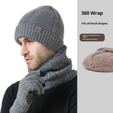 Winter New Thickened Men's Hat Scarf Gloves Three-piece Set