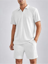 Fashion Casual Short Sleeve Polo Shirt Shorts Two Piece Set Men Suit