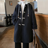 Detachable Hood With Horn Buttons Wool Coat For Men