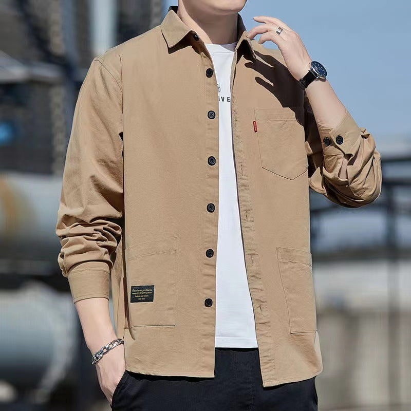 Casual Lapel Long Sleeve Shirt With Pockets Spring And Autumn Jacket Shirt Men's Tops Casual Lapel Long Sleeve Shirt With Pockets Spring And Autumn Jacket Shirt Men's Tops