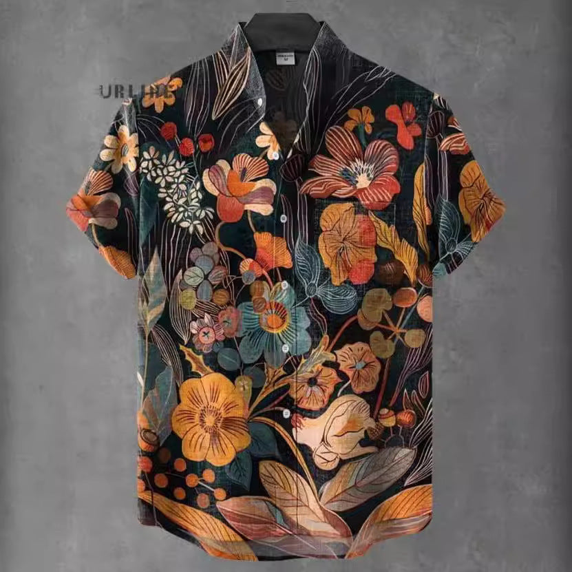 Abstract Pattern 3D Digital Printing Loose Trendy Short Sleeve Stand Collar Cardigan Shirt Abstract Pattern 3D Digital Printing Loose Trendy Short Sleeve Stand Collar Cardigan Shirt