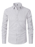 Men's Striped All-matching Ice Silk Long Sleeve Shirt