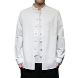 Men's Hanfu Coat Shirt with Embroidered Buckle