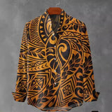 Men's Stand Collar Long Sleeve Shirt Plaid