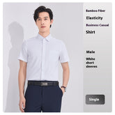 Bamboo fiber short sleeve shirt no ironing elastic