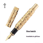 Retro Чин Style Relief 18K Gold Plated Маслиҳат тӯҳфа қалам ду ранг