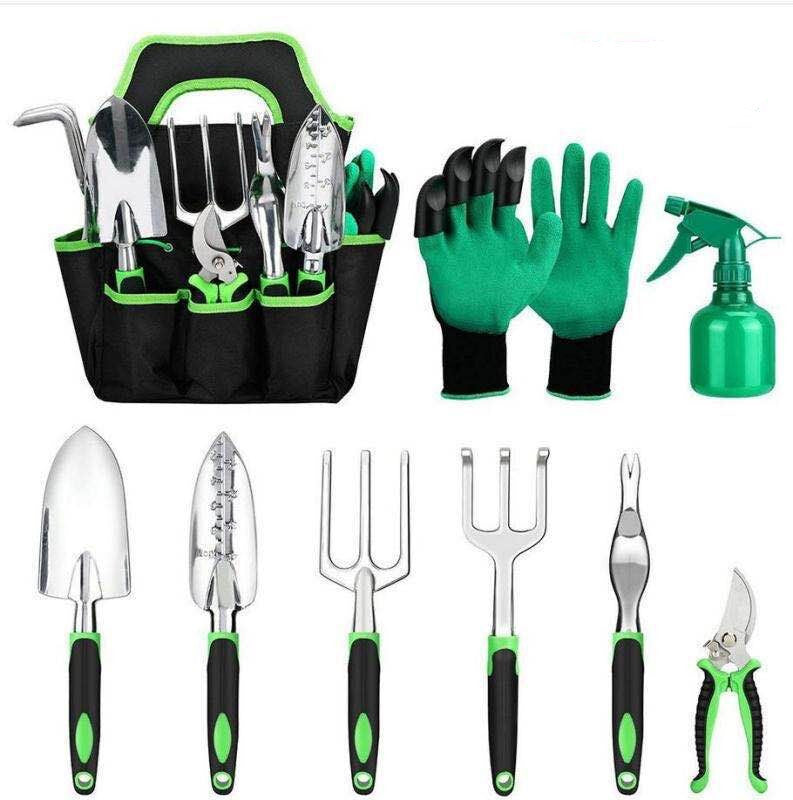 Garden Supplies 9-piece Aluminum Alloy Set, Silicone Two-color Handle Shovel Gardening Tools Garden Supplies 9-piece Aluminum Alloy Set, Silicone Two-color Handle Shovel Gardening Tools
