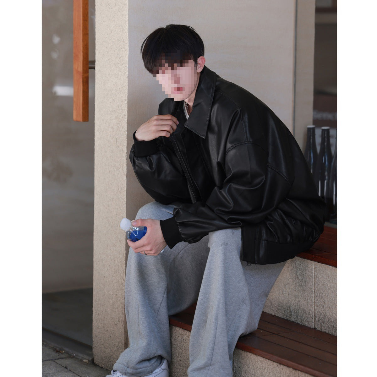 Куртка из искусственной кожи с подкладкой на плечах для подростков больших размеров Куртка из искусственной кожи с подкладкой на плечах для подростков больших размеров