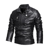 Mens American Style Retro Plus Size Lapel Leather Jacket
