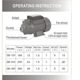 QB60 12v24v DC Self-priming High Lift Pumper Small Vortex Solar Energy