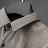 Khaki Thick Warm Wool Long Sleeve Shirt For Men