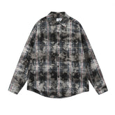 Autumn New American Retro Dirty Plaid Print Shirt