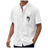 Geometric Coconut Palm Print Shirt for Men