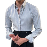 Spring Long Sleeve Shirt for Men in British Business Style