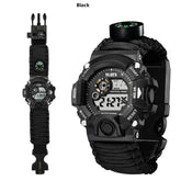 Multifunctional Parachute Cord Waterproof Watch Outdoor Survival Bracelet Sports Strap Firestone Survival Whistle Compass