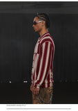 American Retro Flag XINGX Printed Striped Sweater Short Wide Long Sleeve Shirt