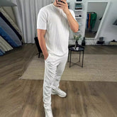 European And American Slim Fit Round Neck Pullover Short Sleeve Trousers Two-piece Set