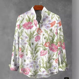 Men's Stand Collar Long Sleeve Shirt Plaid