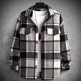 Men's flannel shirt with long sleeves made of thin brushed checkered and autumn-winter checkered