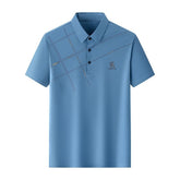 Business Casual Lapel T-Shirt for Middle Age Men Slim Fit