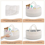 Diaper Caddy Organizer, Large Cotton Rope Nursery Baby Basket, Changing Table Organizer For Baby Diaper Storage, Portable Car Organizer With Removable Divider, Baby Shower Gifts