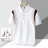 Men's Full Cotton Thin Section Business Lapel Short-sleeved T-shirt