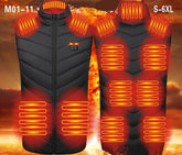 Fashionable men's insulated cotton vest with a stand-up collar, 11 zones