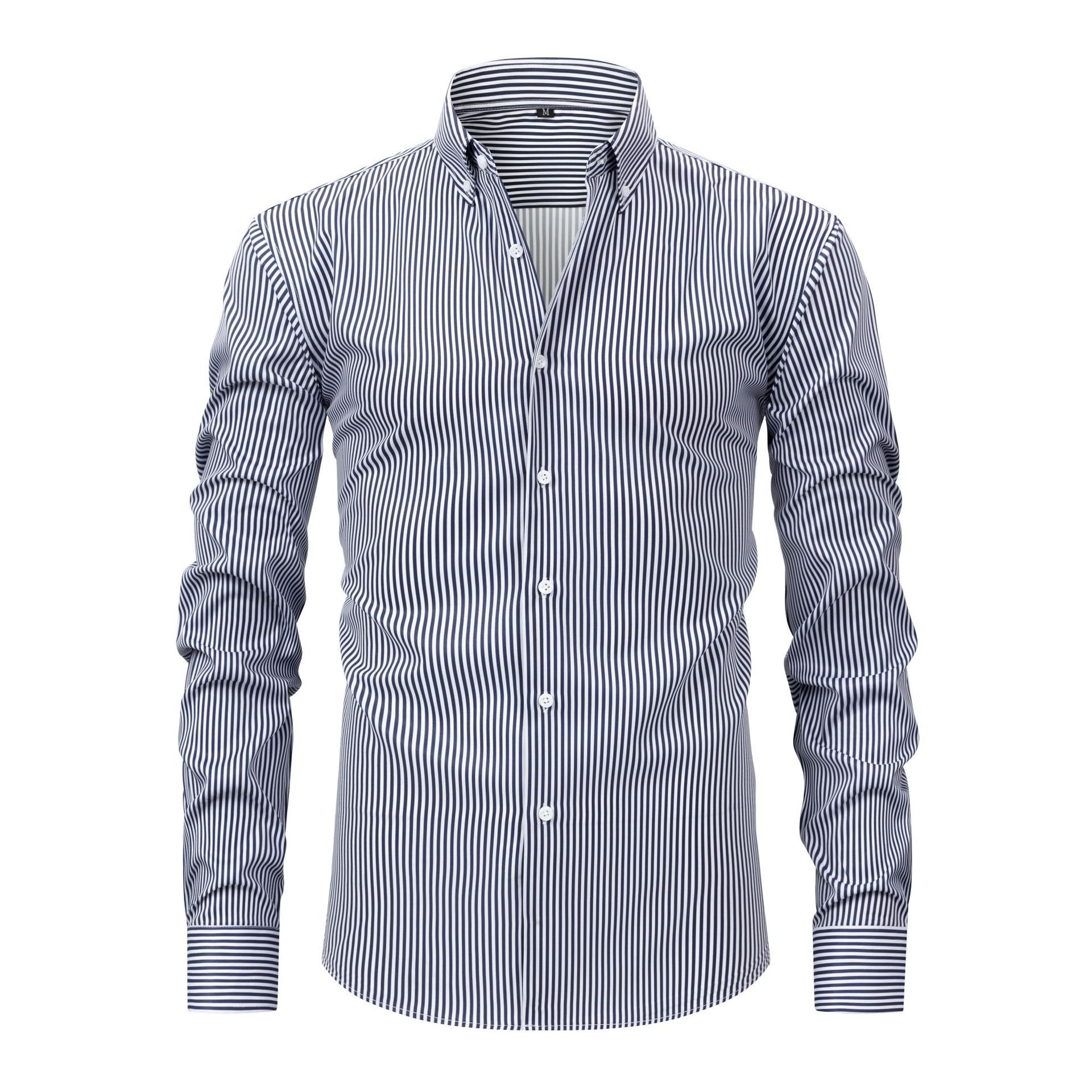 Non-ironing Anti-wrinkle Business Casual Striped Long-sleeved Men's Shirt Non-ironing Anti-wrinkle Business Casual Striped Long-sleeved Men's Shirt