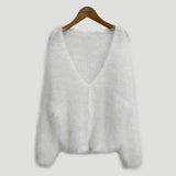 Mink Long-sleeved Knitted Cardigan For Women